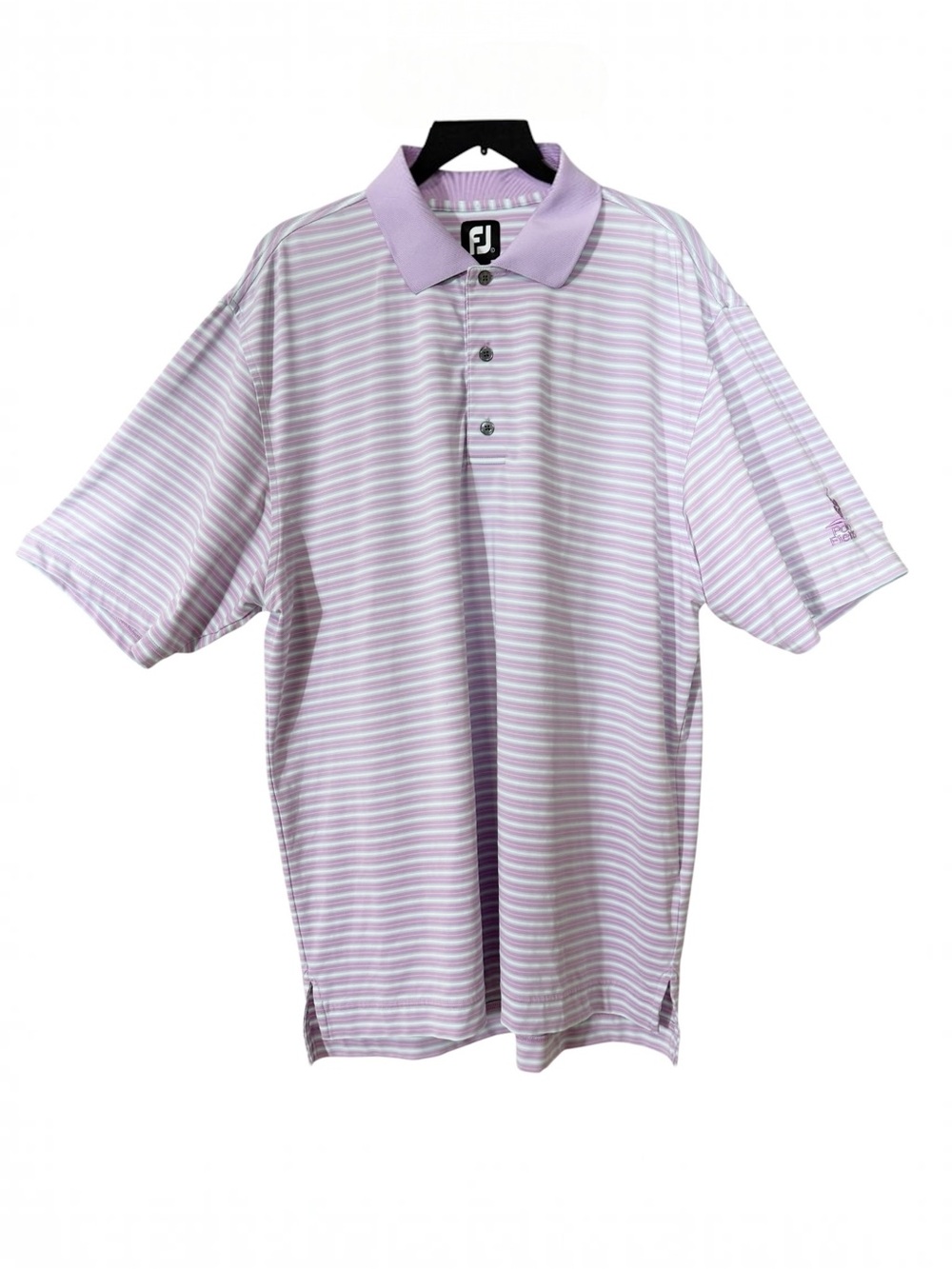FootJoy Mens Purple Blue Striped Polo Fields Performance Golf Shirt Size Large‎